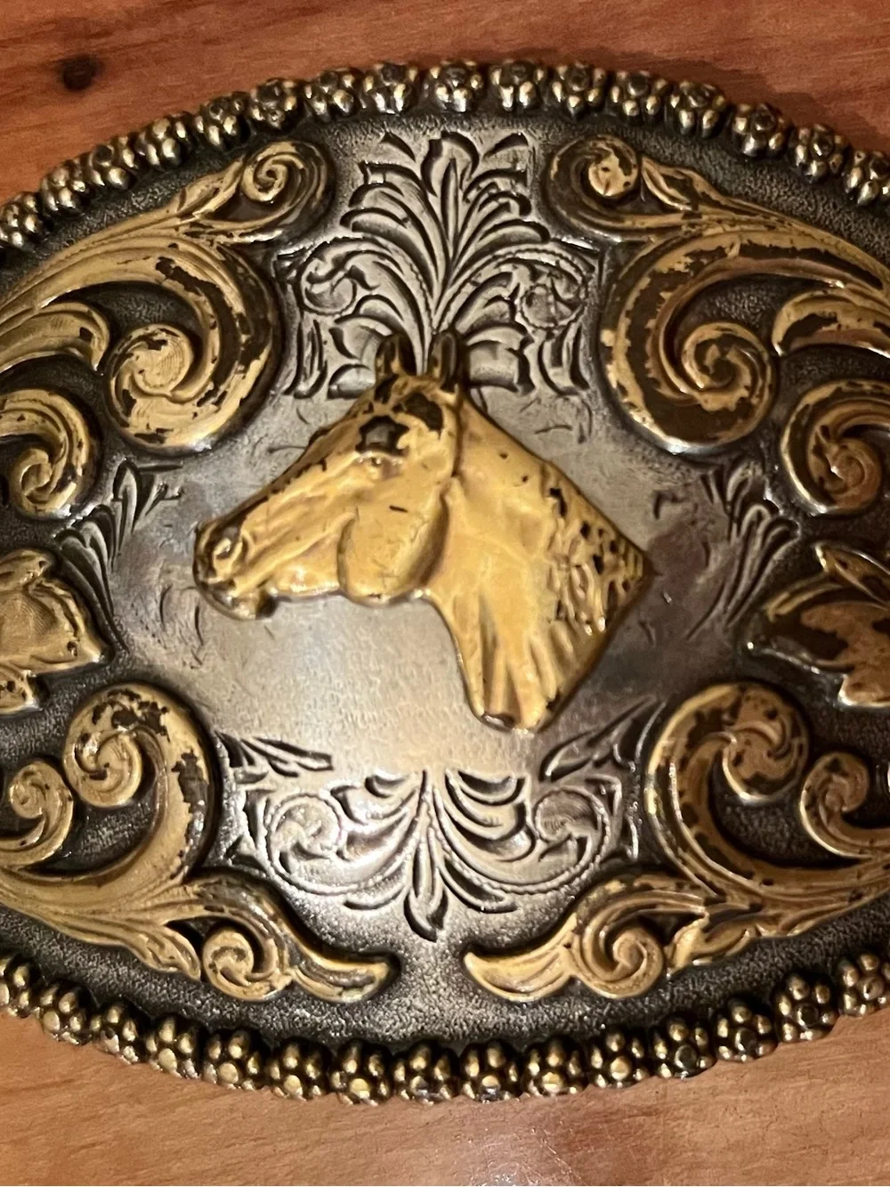 Nocona Gold and Silver Oval Belt Buckle